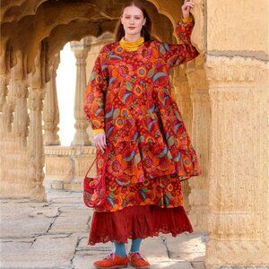 Woven “Okinawa” dress in cotton | Parrot Red | New